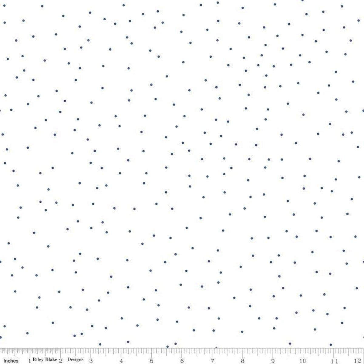 Pin Dot Denim scattered on a white background designed by Lori Holt of Bee in my Bonnet for Riley Blake Designs
