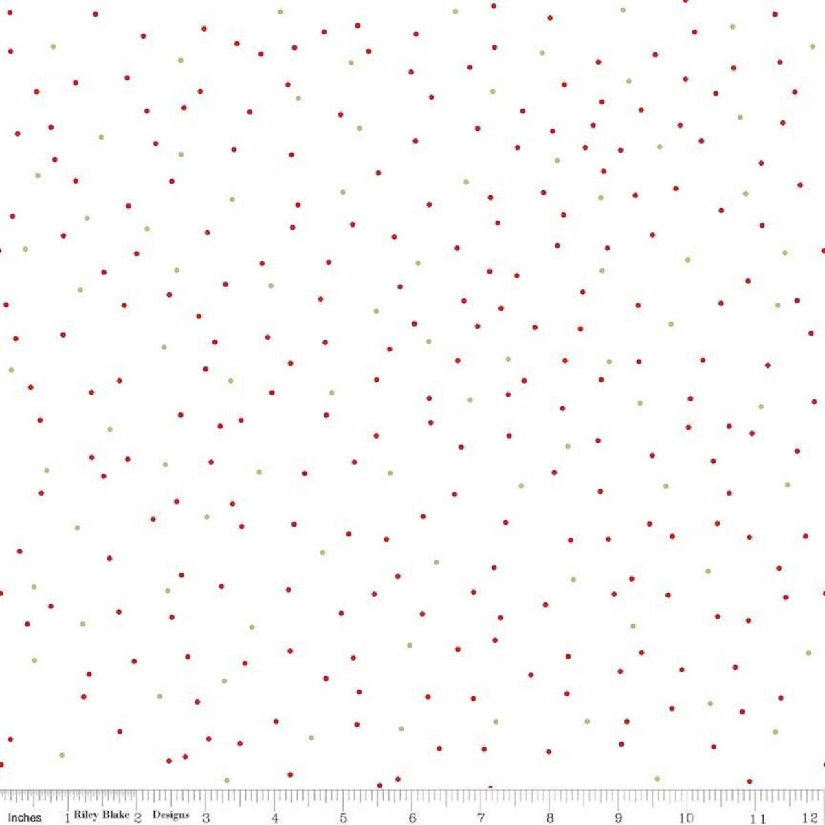 Pin Dot Christmas scattered on a white background designed by Lori Holt of Bee in my Bonnet for Riley Blake Designs 