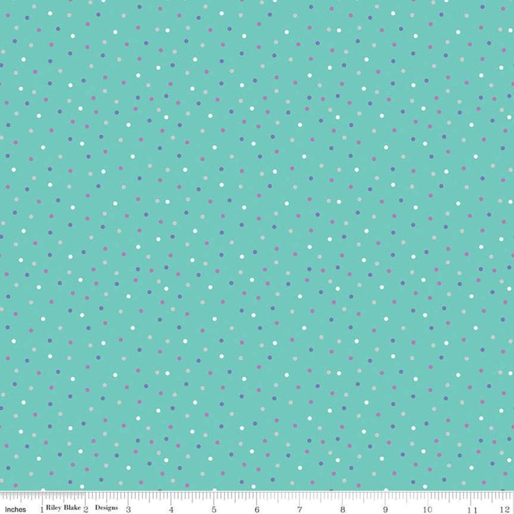Dots Teal Sparkle of Unicorn Kingdom by Shawn Wallace for Riley Blake Designs