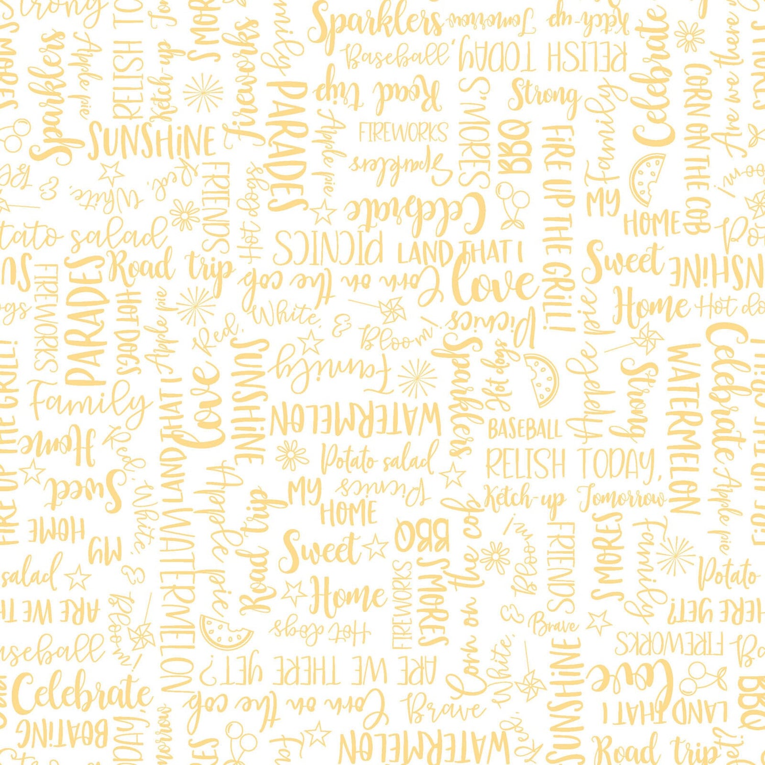 Yellow Wordy Words of the Red White & Bloom Designed by Kim Christopherson of Kimberbell Designs for Maywood Studios