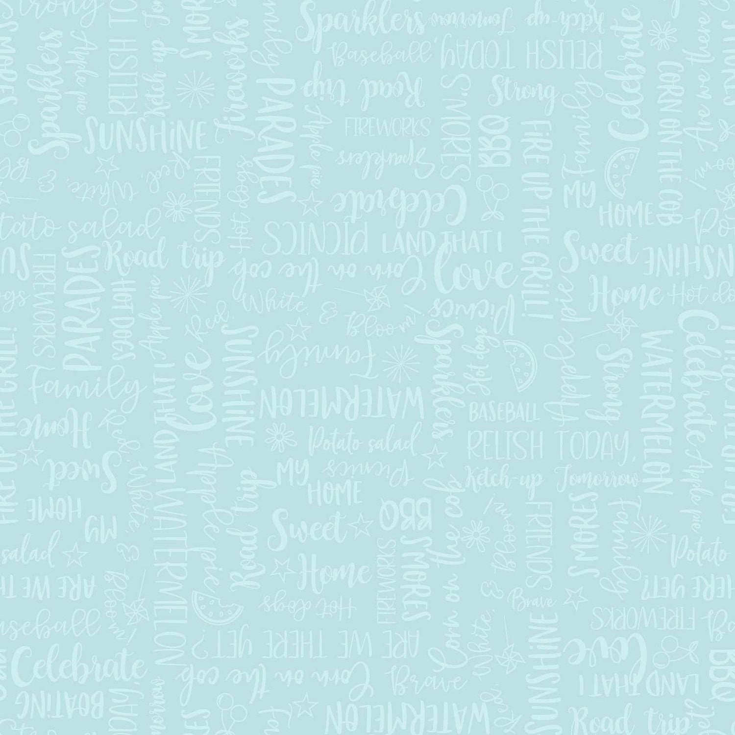 Aqua Wordy Words of the Red White & Bloom Designed by Kim Christopherson of Kimberbell Designs for Maywood Studios