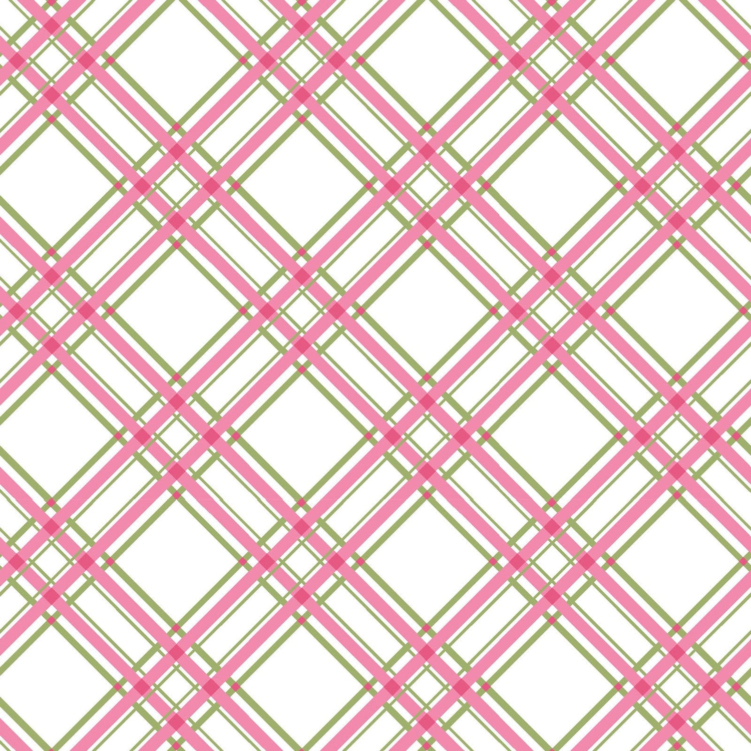Pink/Green Diagonal Plaid Designed by Kim Christopherson of Kimberbell Designs for Maywood Studios
