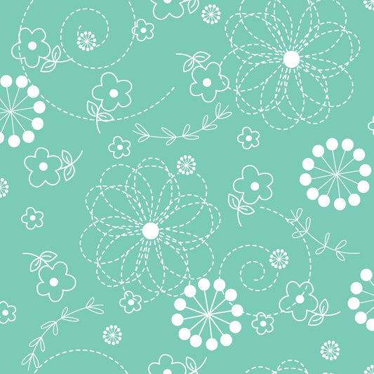 Teal Doodles Designed by Kim Christopherson of Kimberbell Designs for Maywood Studios