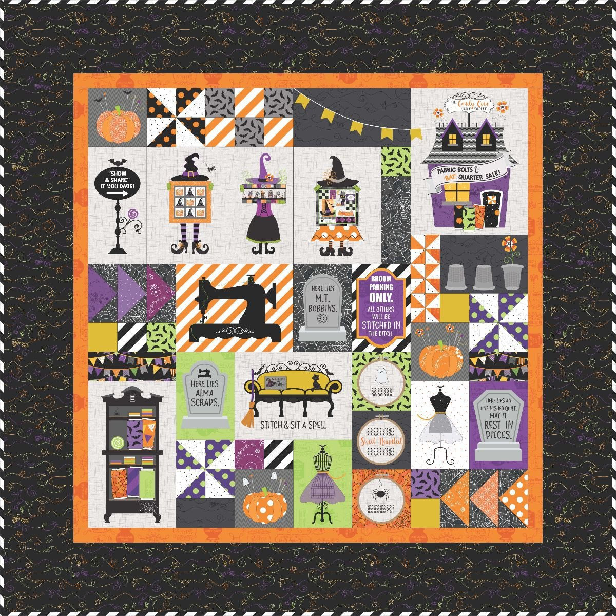 Candy Corn Quilt Shoppe Fabric Kit by Kimberbell for Maywood Studios
