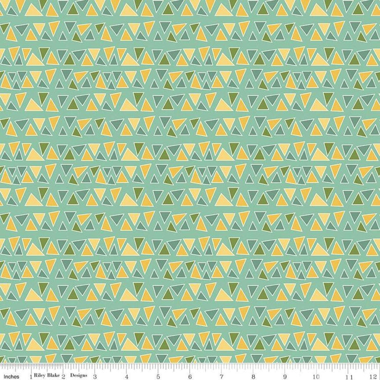 Eat Your Veggies! Triangles Teal by Sandy Gervais for Riley Blake Designs  