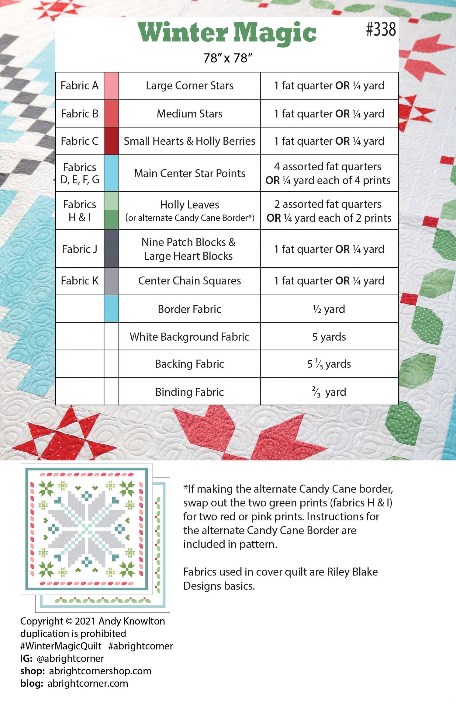 Winter Magic Quilt Pattern by Andy Knowlton of A Bright Corner 