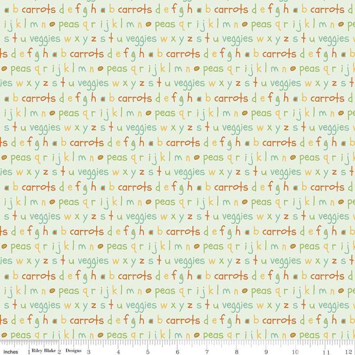 Eat Your Veggies! Alphabet Mint by Sandy Gervais for Riley Blake Designs  