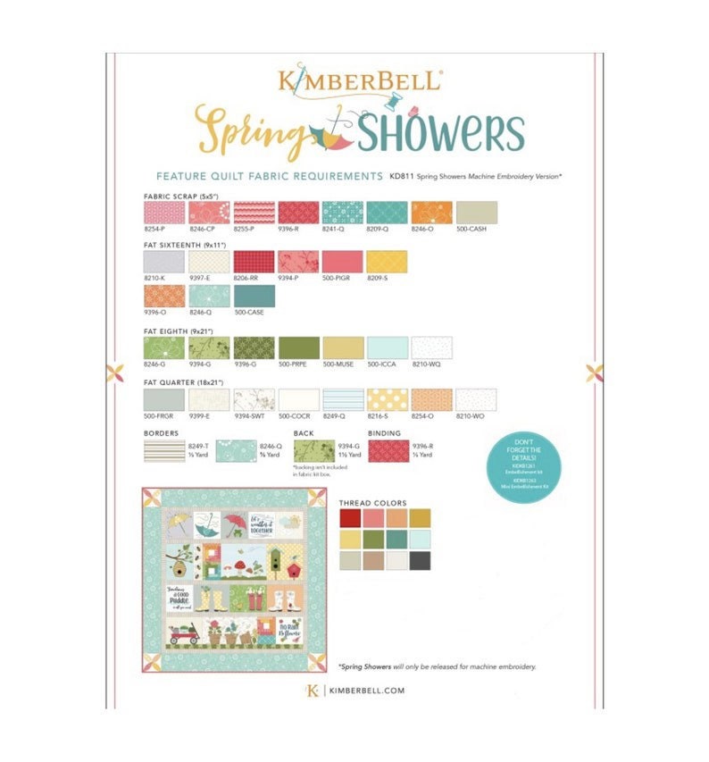 Spring Showers Fabric Kit by Kimberbell Designs