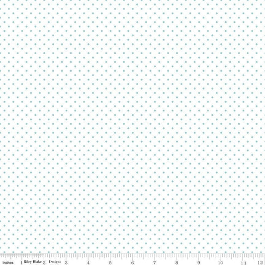 Swiss Dot On White Aqua by Riley Blake Designs 