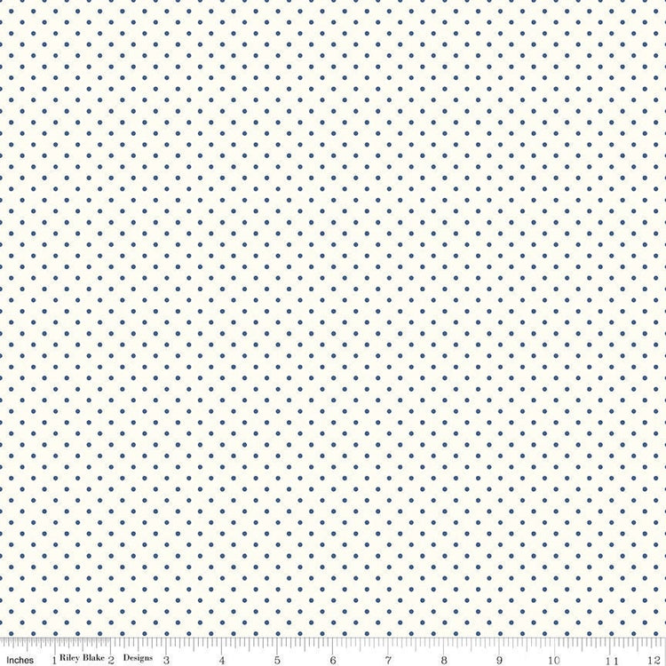 Swiss Dot On Cream Navy by Riley Blake Designs 