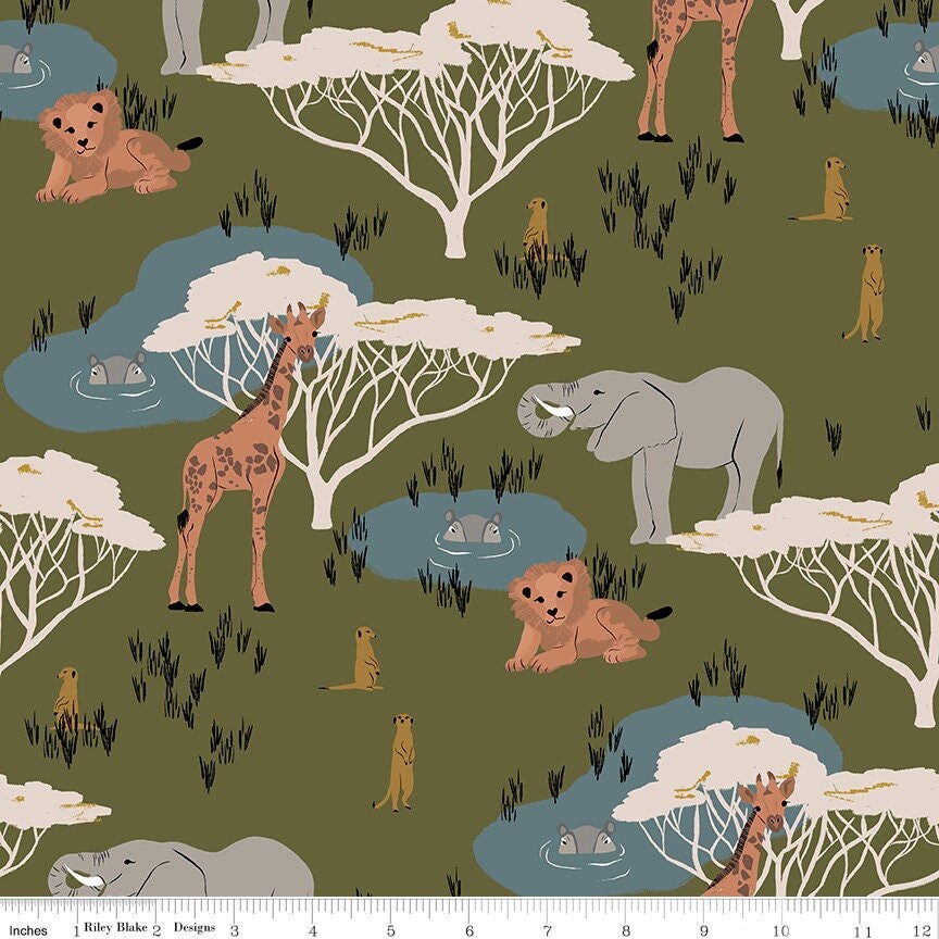 The Waterhole Main Olive by Gabrielle Neil Design for Riley Blake Designs 