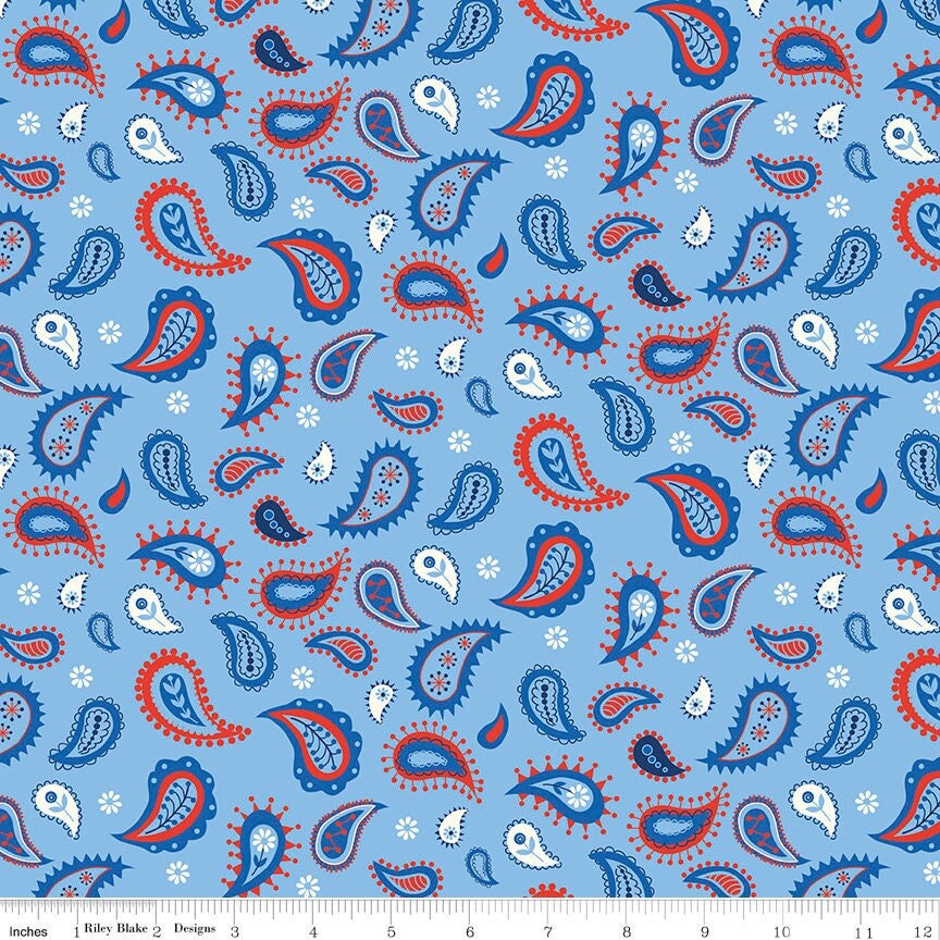 Red White & Bang! Paisley Blue by Sandy Gervais for Riley Blake Designs 