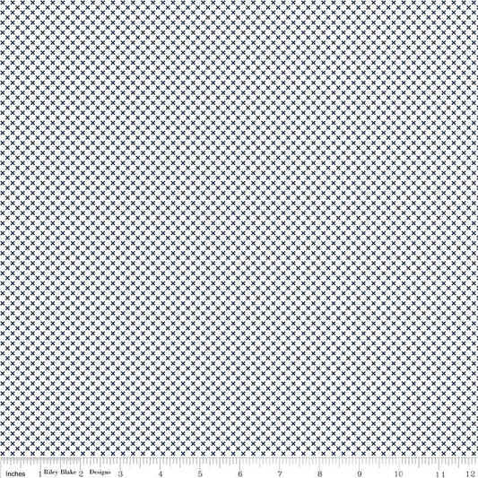 Kisses On White Navy by Riley Blake Designs 