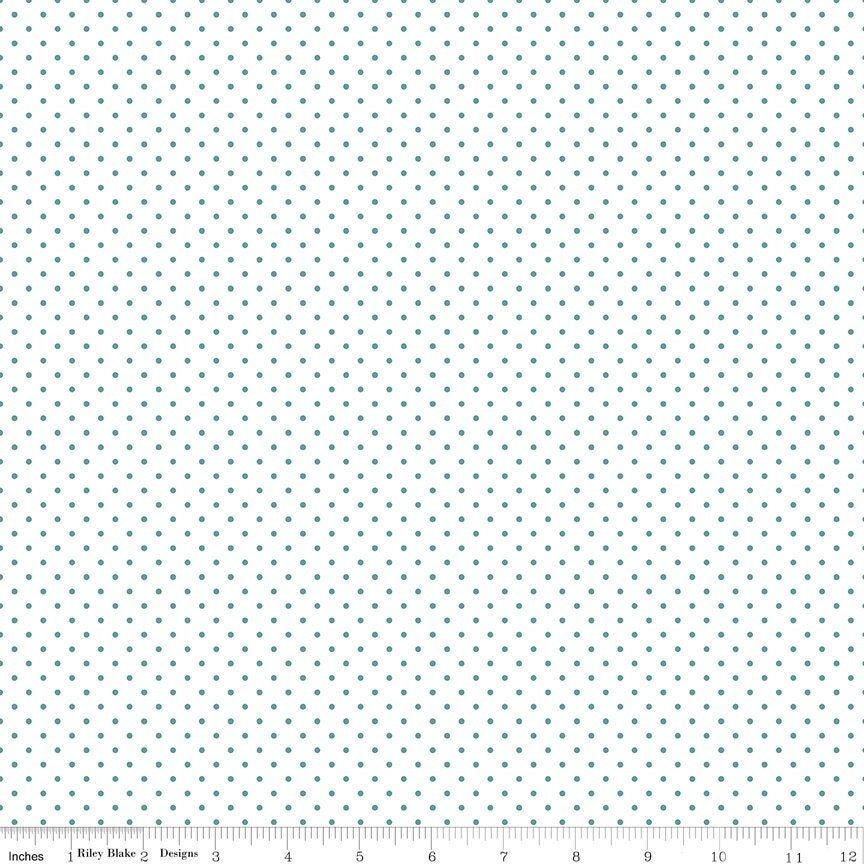 Swiss Dot On White Teal by Riley Blake Designs 