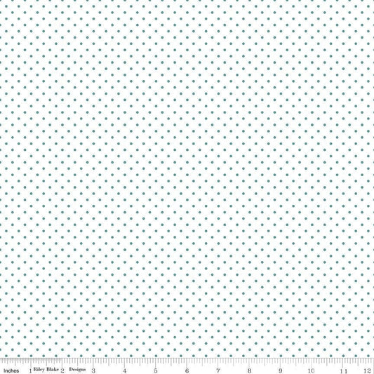 Swiss Dot On White Teal by Riley Blake Designs 