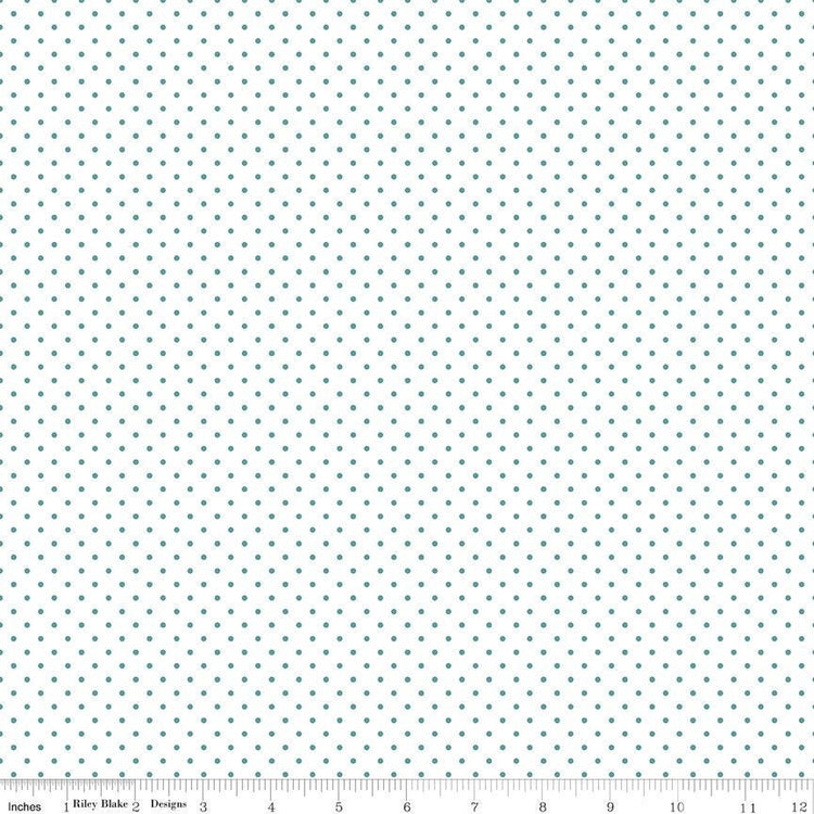 Swiss Dot On White Teal by Riley Blake Designs 