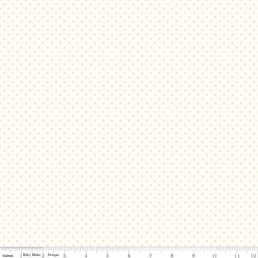 Swiss Dot On Cream Baby Pink by Riley Blake Designs 