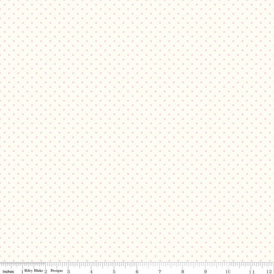 Swiss Dot On Cream Baby Pink by Riley Blake Designs 