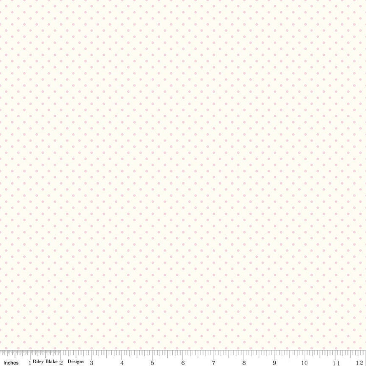 Swiss Dot On Cream Baby Pink by Riley Blake Designs 