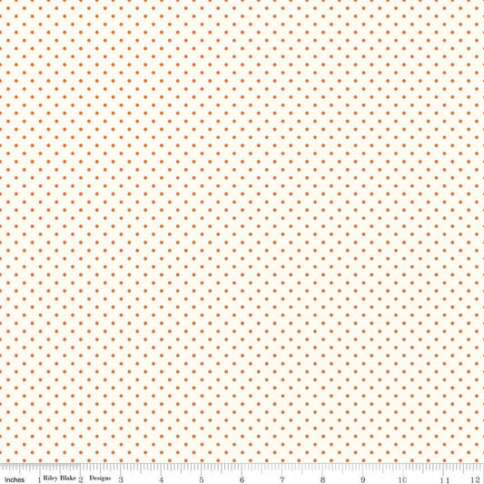 Swiss Dot On Cream Orange by Riley Blake Designs 