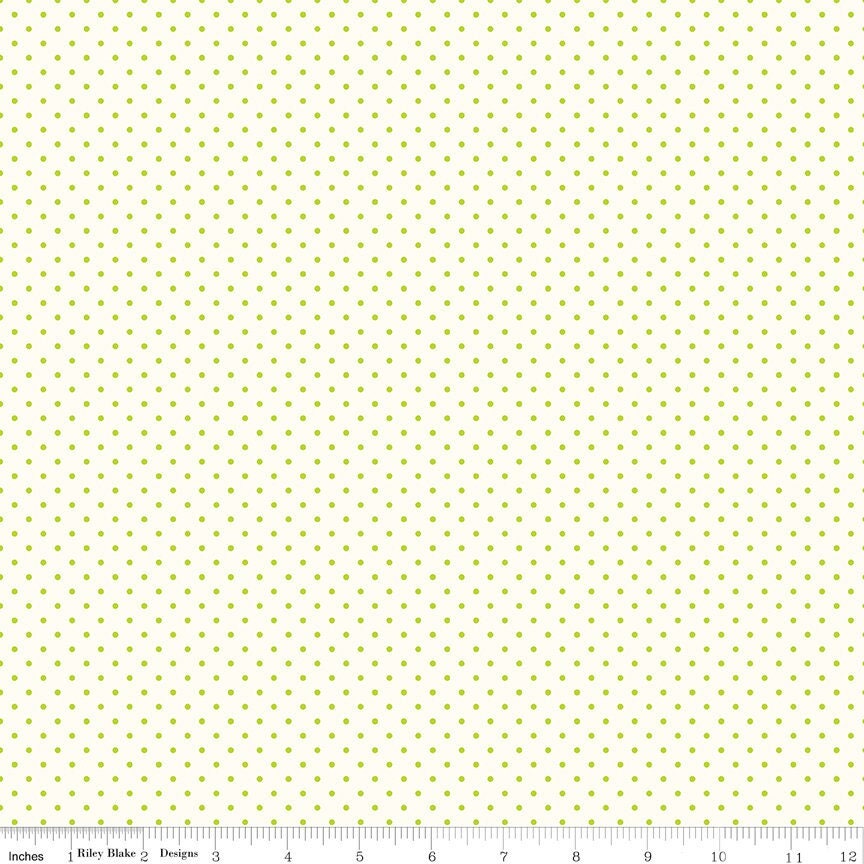 Swiss Dot On Cream Lime by Riley Blake Designs 