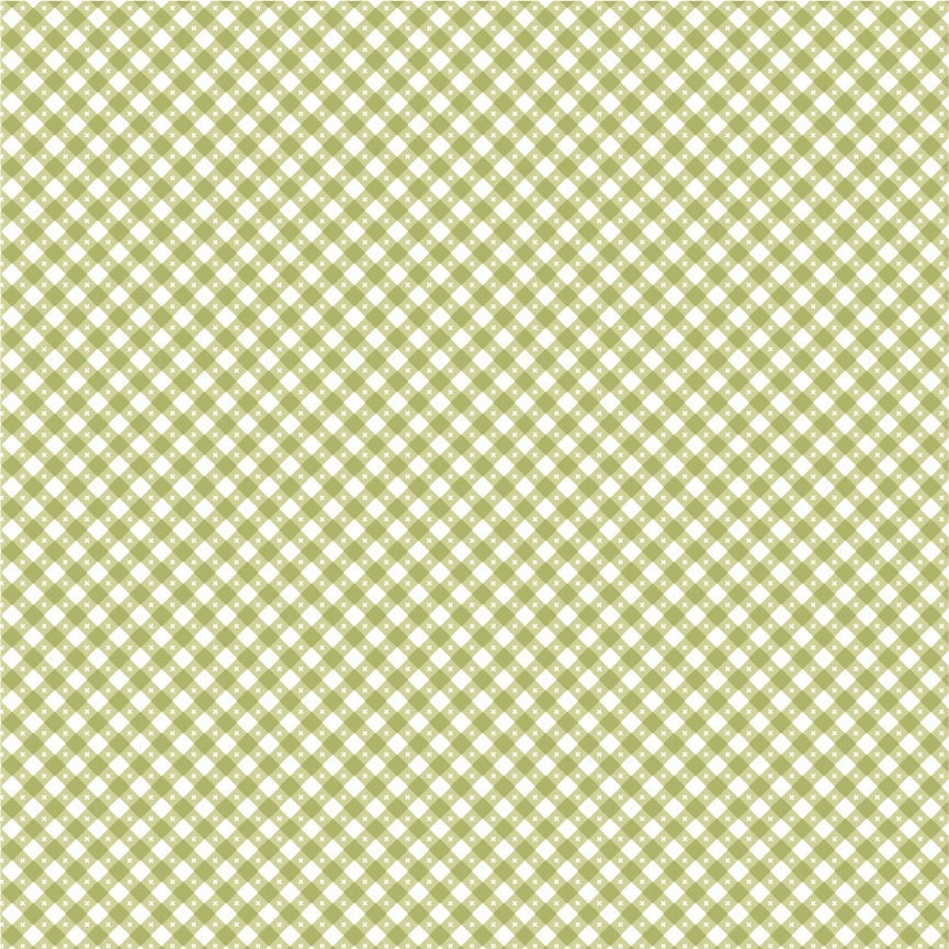 Gingham Picnic Grass by Poppie Cotton 