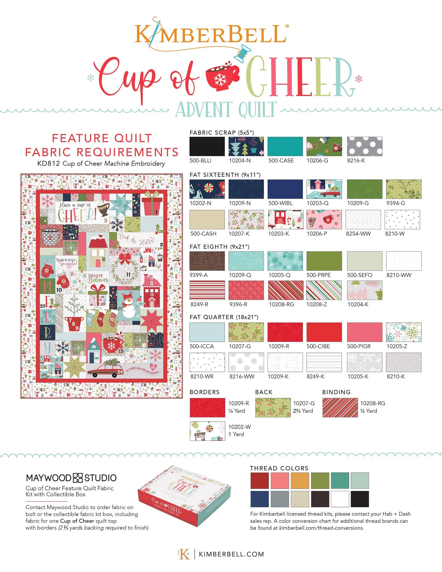 PRE-ORDER Cup of Cheer Advent Quilt Embellishment Kit