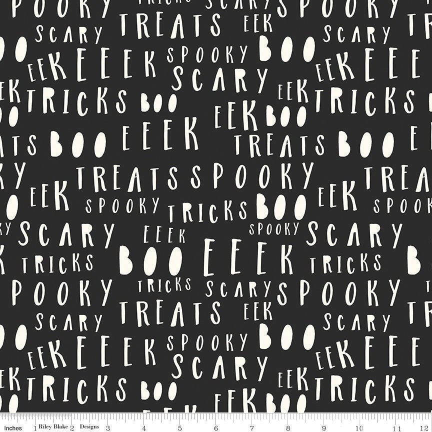 Bad To The Bone Words Black Glow In The Dark by My Mind's Eye for Riley Blake Designs 