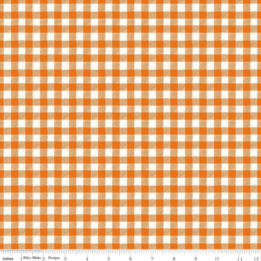 Bad To The Bone Gingham Orange by My Mind's Eye for Riley Blake Designs 