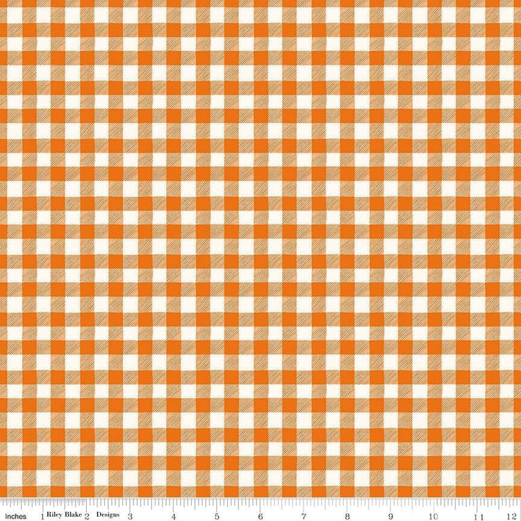 Bad To The Bone Gingham Orange by My Mind's Eye for Riley Blake Designs 