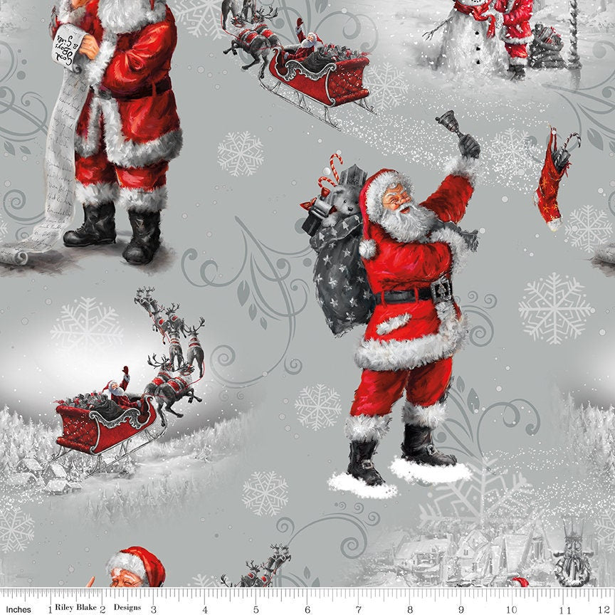 Picture a Christmas Santa Gray for Riley Blake Designs - CD12370-GRAY