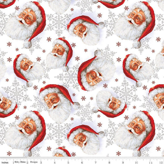 Picture a Christmas Santa Toss White for Riley Blake Designs - CD12371-WHITE