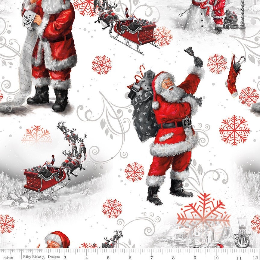 Picture a Christmas Santa White for Riley Blake Designs - CD12370-WHITE