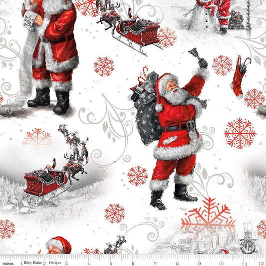 Picture a Christmas Santa White for Riley Blake Designs - CD12370-WHITE