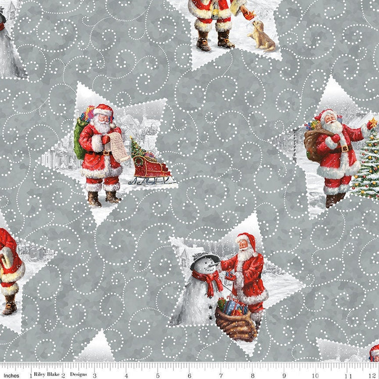 Picture a Christmas Star Santas Gray for Riley Blake Designs - CD12372-GRAY