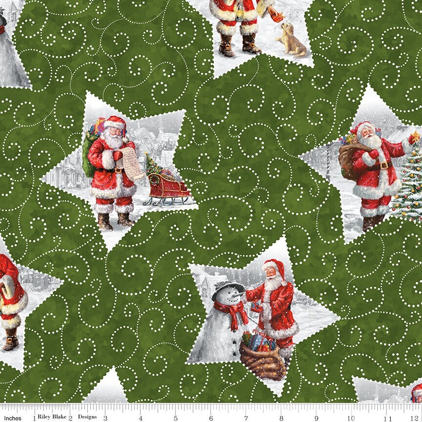 Picture a Christmas Star Santas Green for Riley Blake Designs - CD12372-GREEN