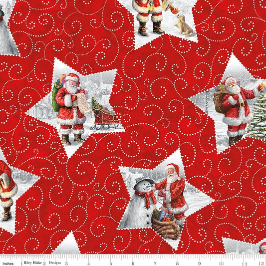 Picture a Christmas Star Santas Red for Riley Blake Designs - CD12372-RED