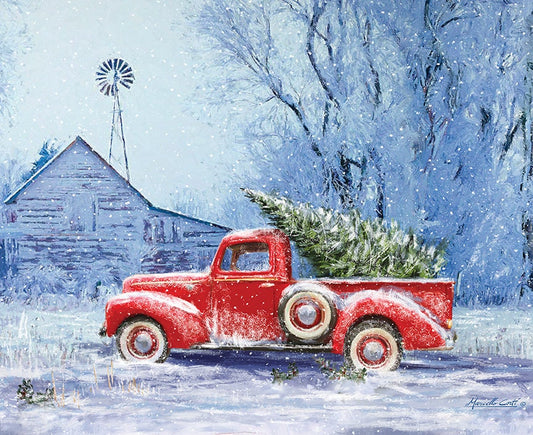 Picture a Christmas Red Truck Panel for Riley Blake Designs - PD12373-TRUCK