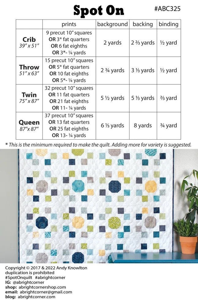 Spot On Quilt Pattern