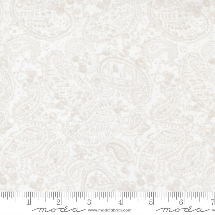 The Shores Paisley Linen White Pebble