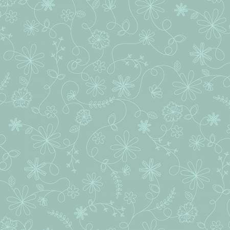 Vintage Flora Swirl Floral Aqua