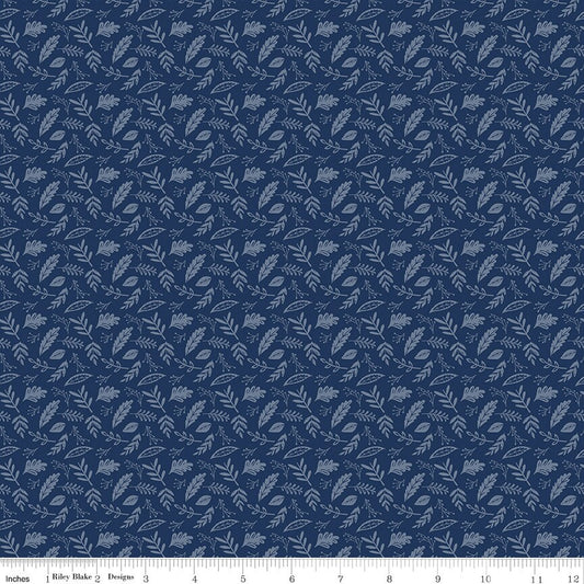 Butterfly Blossom Leaf Toss Navy by Riley Blake Designs - C13275-NAVY