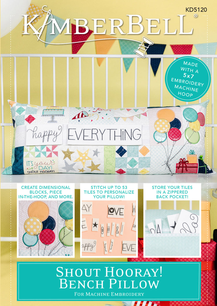 PRE-ORDER: Shout Hooray! Bench Pillow Embroidery CD by Kimberbell Designs - KD5120