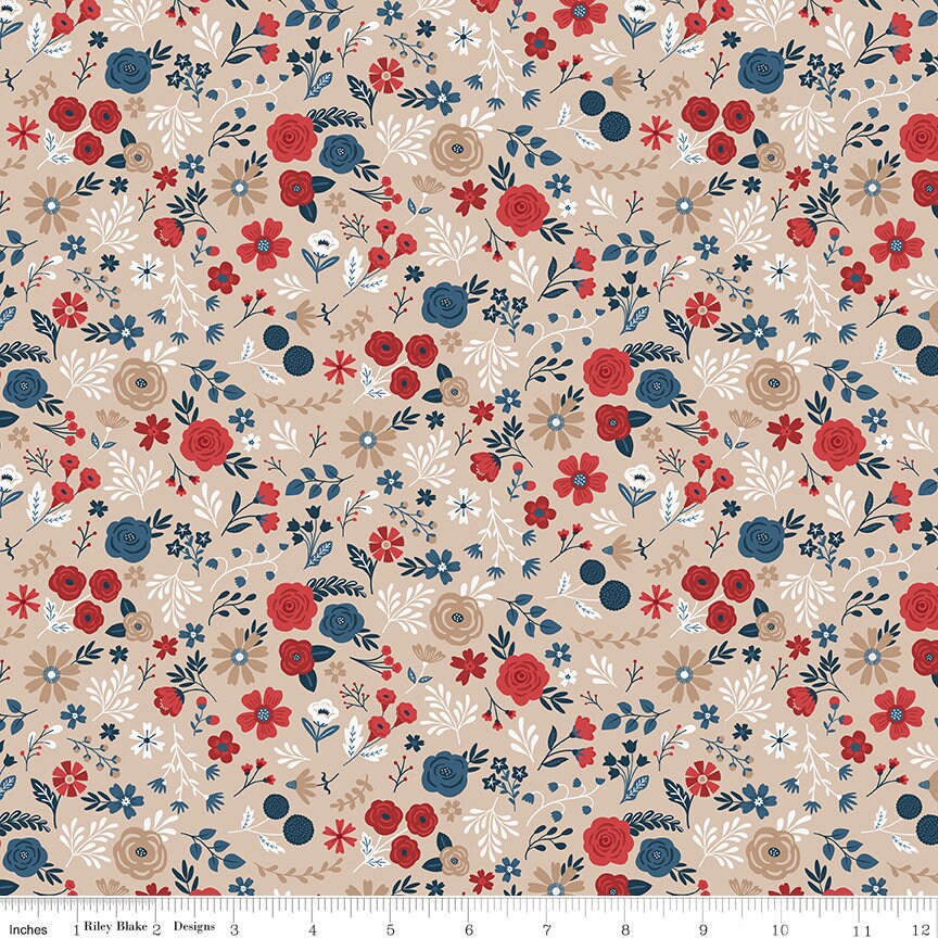 Red, White, and True Floral Beach by Dani Mogstad for Riley Blake Designs - C13185-BEACH