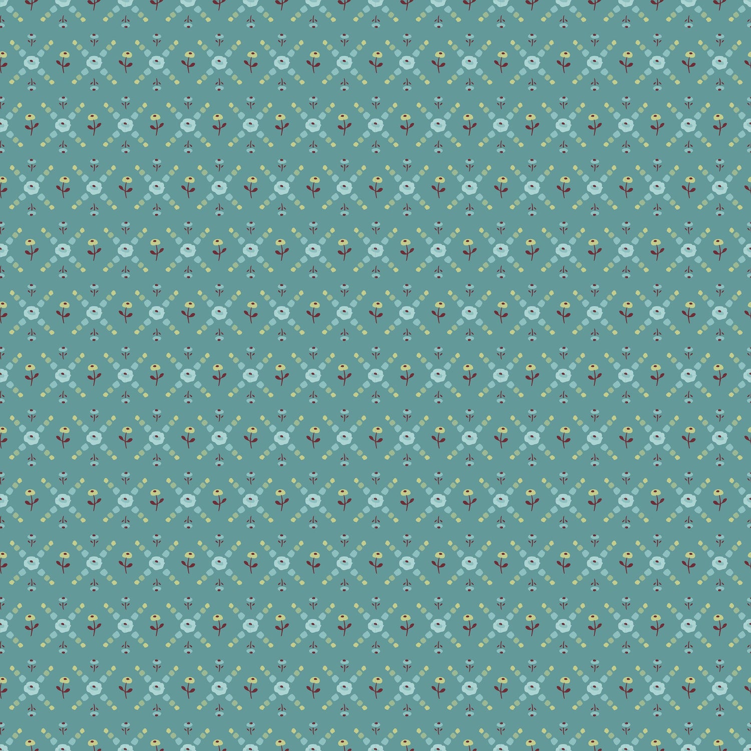 Hollyhock Lane Joy Teal by Sheri McCulley for Poppie Cotton - HL23804