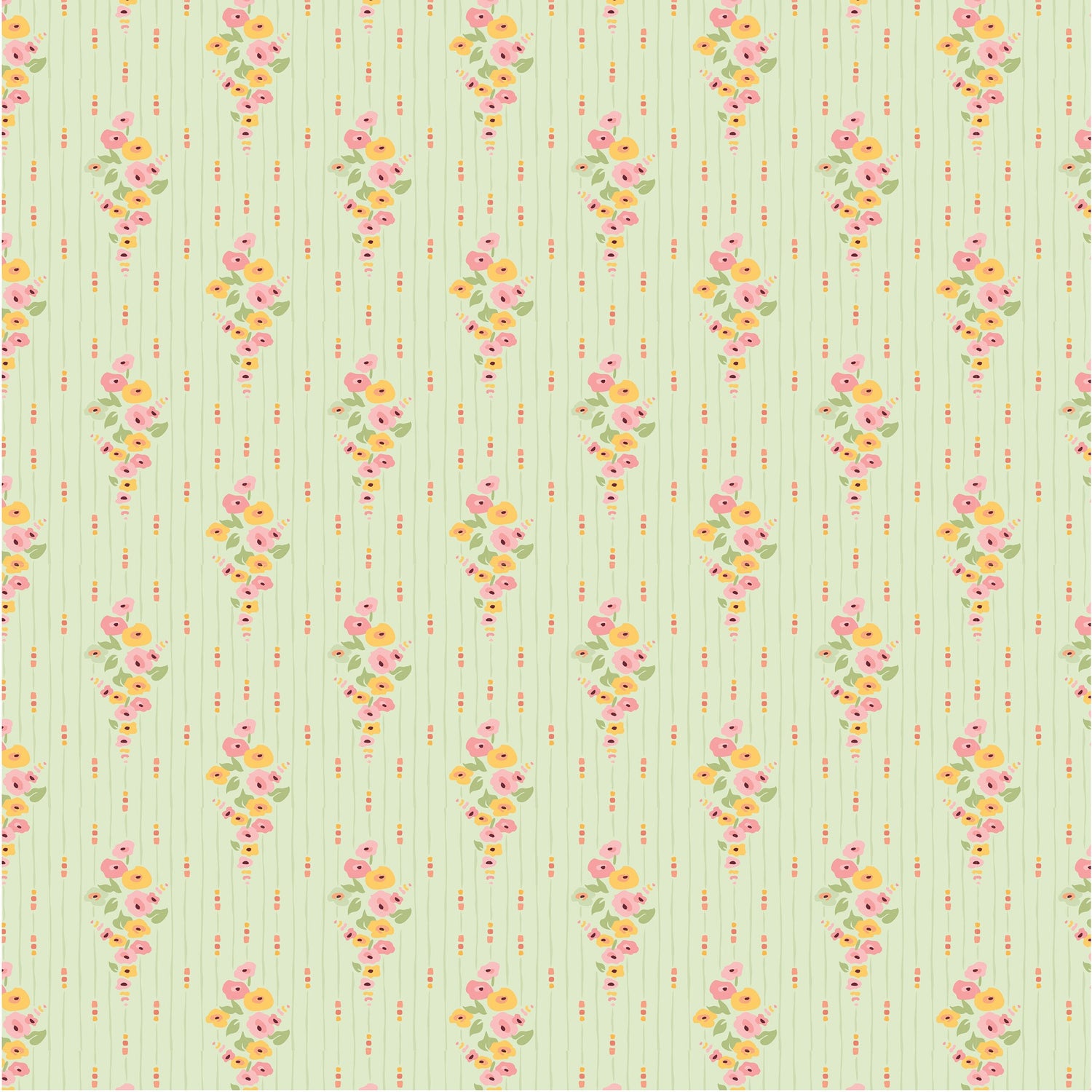 Hollyhock Lane Love At Home Mint by Sheri McCulley for Poppie Cotton - HL23809