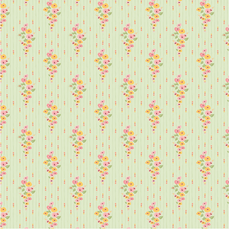 Hollyhock Lane Love At Home Mint by Sheri McCulley for Poppie Cotton - HL23809