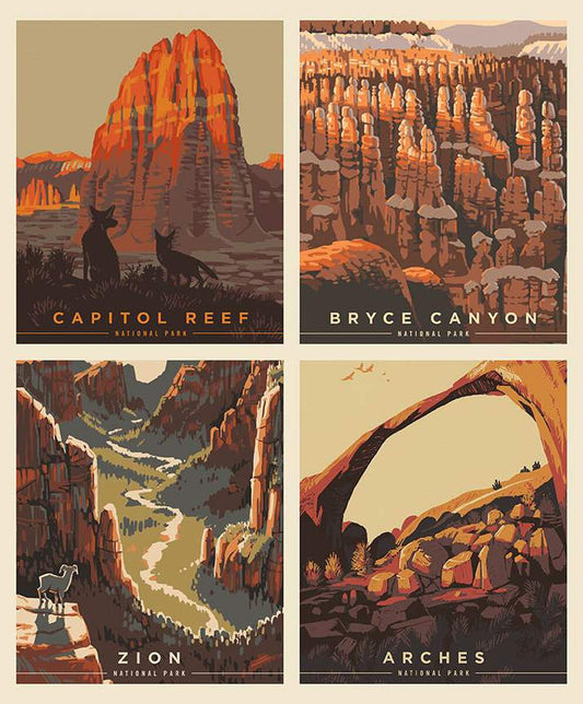 The National Parks Pillow Panel Utah National Parks by Anderson Design Group for Riley Blake Designs - PD13302-UTAH