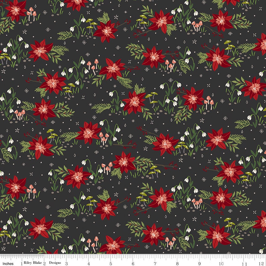 Yuletide Forest Floral Charcoal by Katherine Lenius for Riley Blake Designs - C13541-CHARCOAL