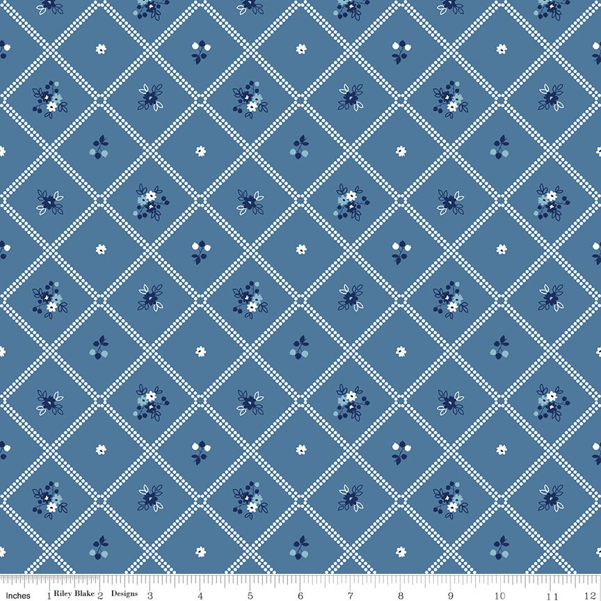 Simply Country Dot Grid Denim by Tasha Noel for Riley Blake Designs - C13412-DENIM